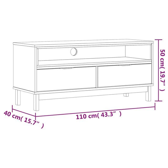 Meuble TV FLAM 110x40x50 cm bois massif de pin - Photo n°10