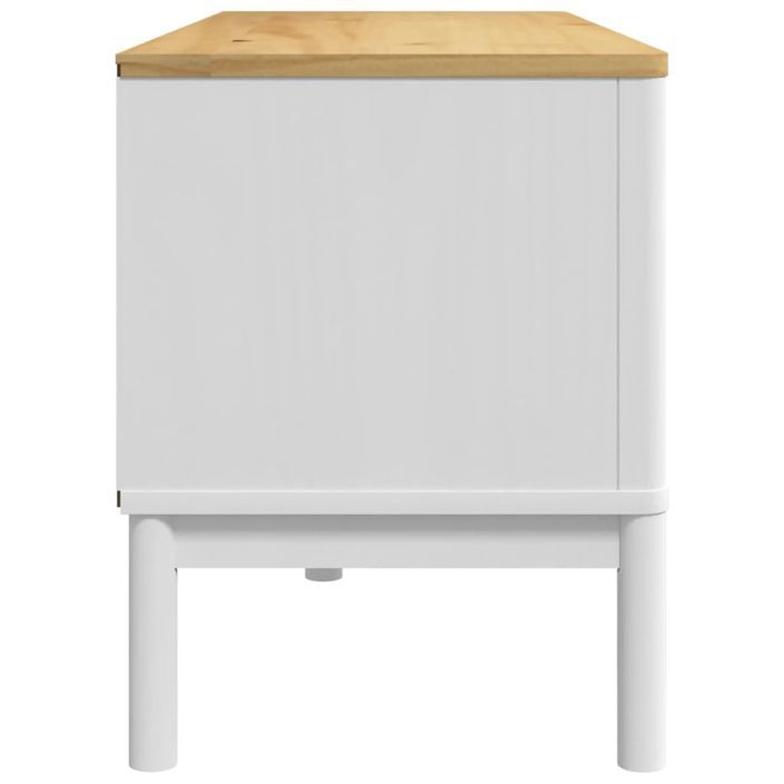 Meuble TV FLORO blanc 114x43x55 cm bois massif de pin - Photo n°6