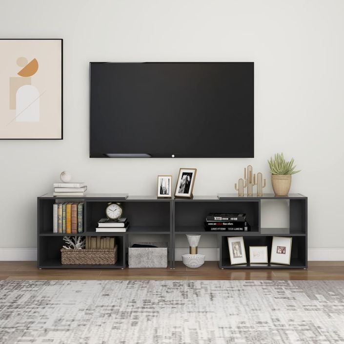 Meuble TV Gris 149x30x52 cm - Photo n°4