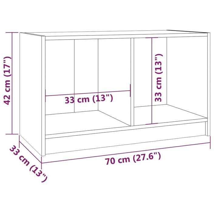 Meuble TV Gris 70x33x42 cm Bois de pin massif - Photo n°8