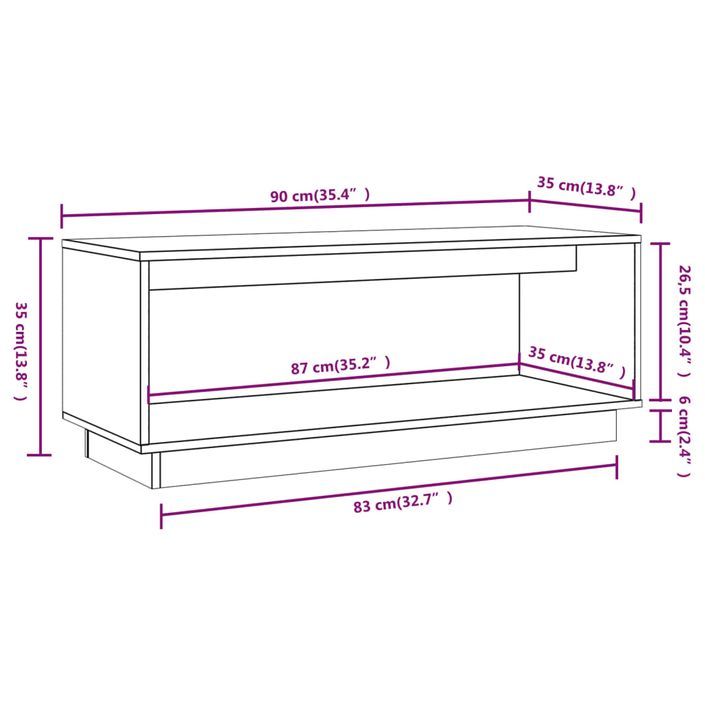 Meuble TV Gris 90x35x35 cm Bois de pin massif - Photo n°9