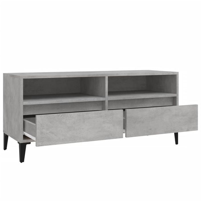 Meuble TV gris béton 100x34,5x44,5 cm bois d'ingénierie - Photo n°8