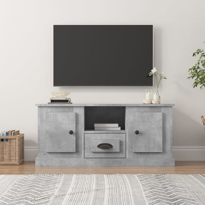 Meuble TV gris béton 100x35,5x45 cm bois d'ingénierie - Photo n°1