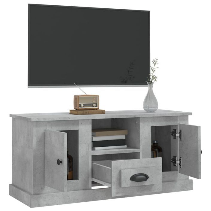 Meuble TV gris béton 100x35,5x45 cm bois d'ingénierie - Photo n°5