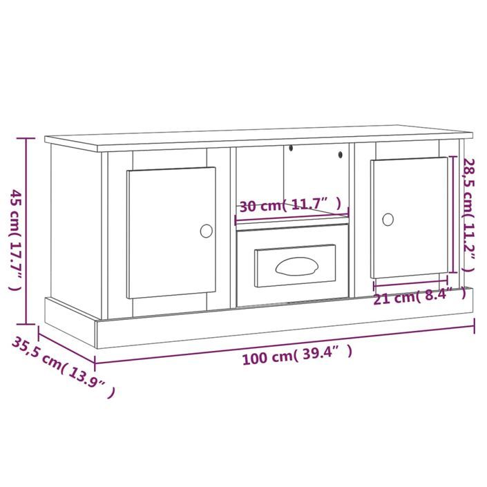 Meuble TV gris béton 100x35,5x45 cm bois d'ingénierie - Photo n°10