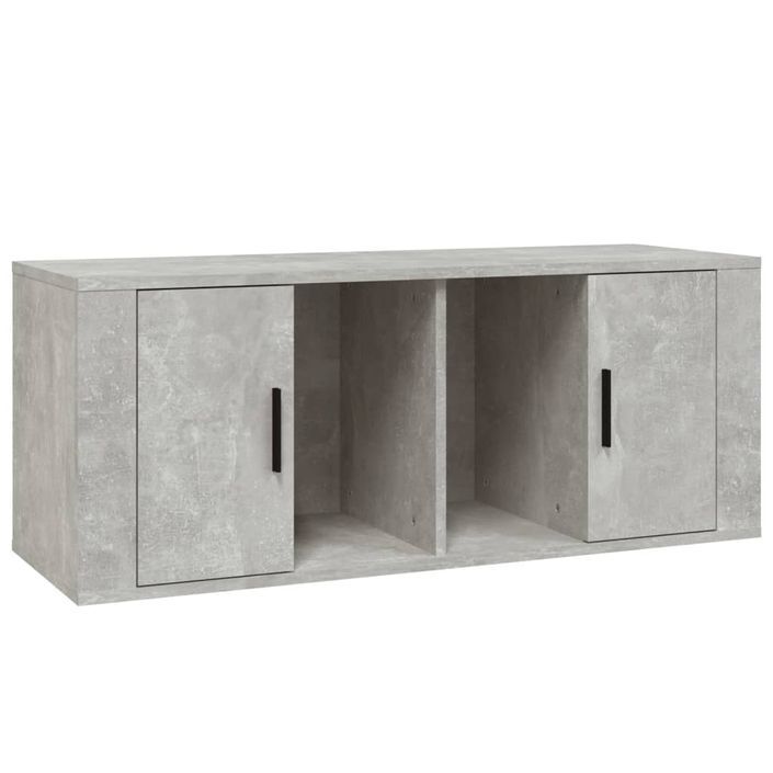 Meuble TV Gris béton 100x35x40 cm Bois d'ingénierie - Photo n°2