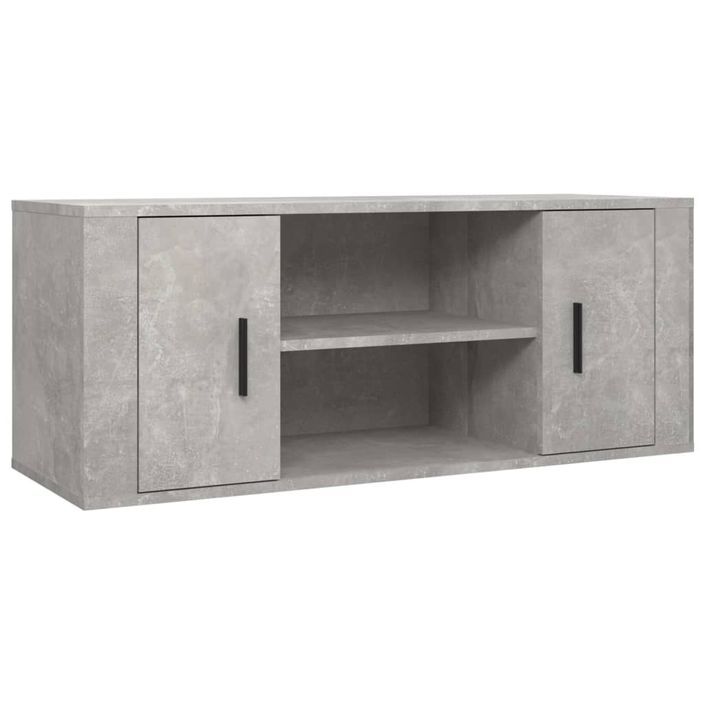 Meuble TV Gris béton 100x35x40 cm Bois d'ingénierie - Photo n°2