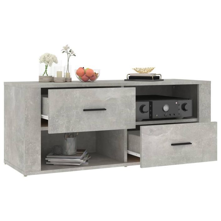 Meuble TV Gris béton 100x35x40 cm Bois d'ingénierie - Photo n°5