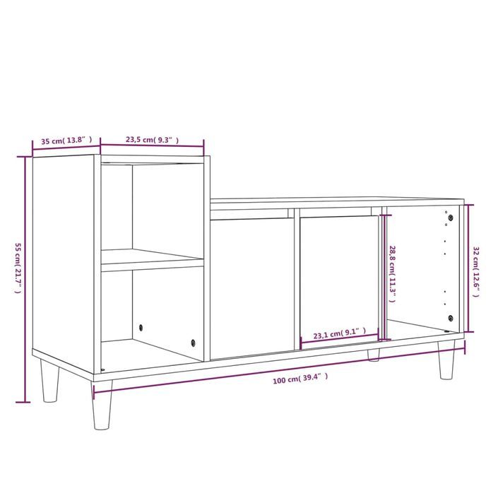 Meuble TV Gris béton 100x35x55 cm Bois d'ingénierie - Photo n°9