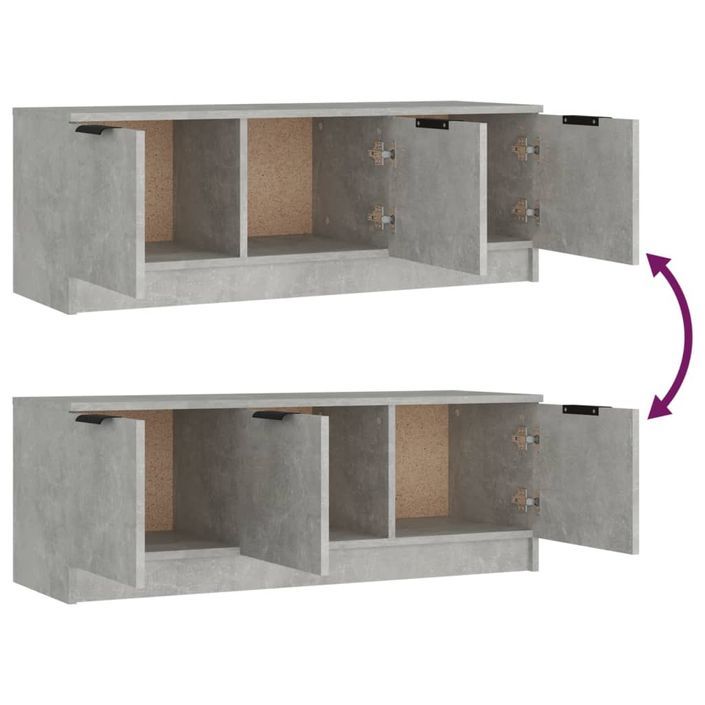 Meuble TV Gris béton 102x35x36,5 cm Bois d'ingénierie - Photo n°9