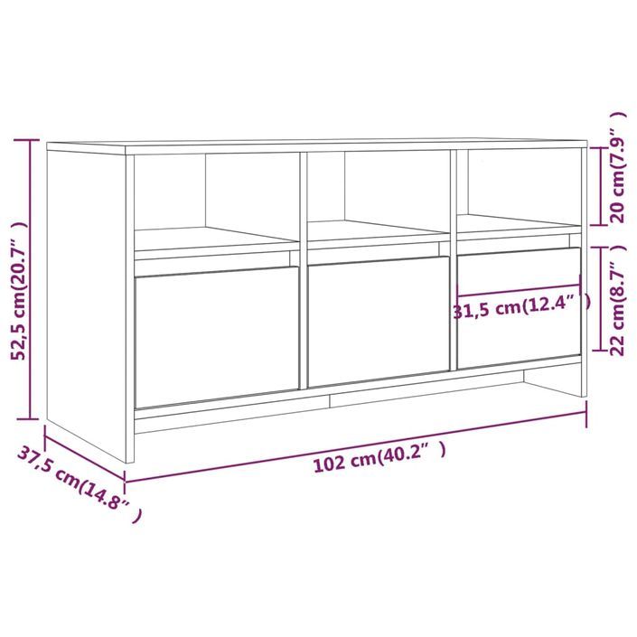 Meuble TV Gris béton 102x37,5x52,5 cm Bois d'ingénierie - Photo n°8