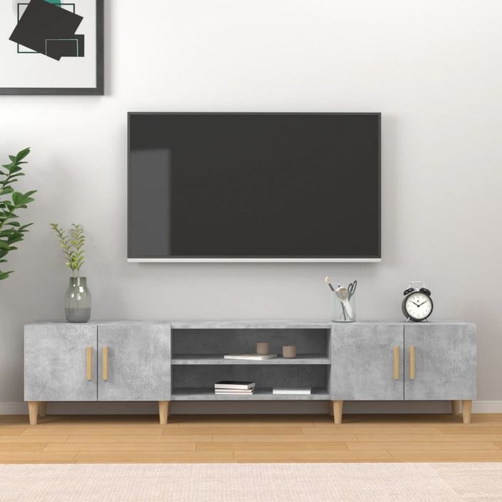 Meuble TV gris béton 180x31,5x40 cm bois d'ingénierie - Photo n°1