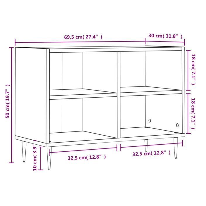 Meuble TV gris béton 69,5x30x50 cm bois d'ingénierie - Photo n°9