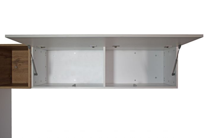 Mur TV modulable suspendu design blanc et naturel Lina L 214 cm - 4 pièces - Photo n°6