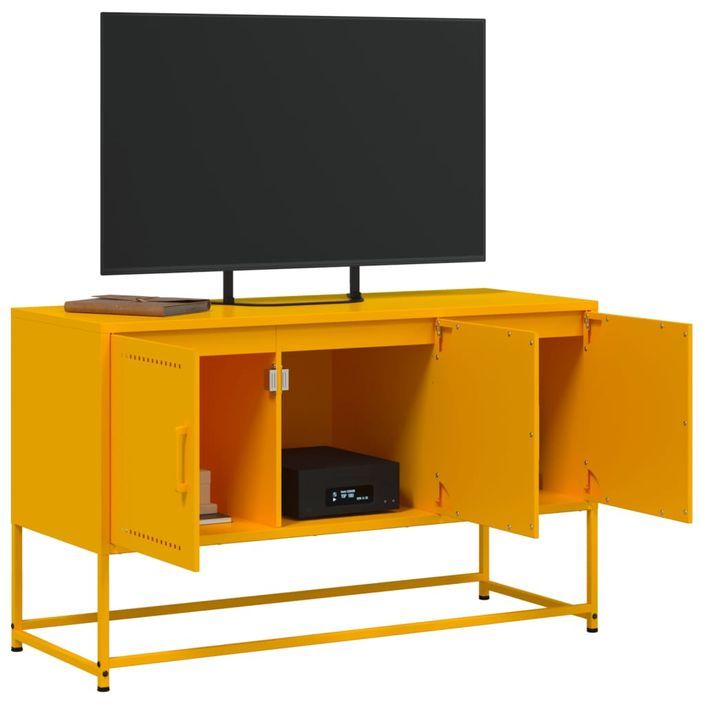 Meuble TV jaune moutarde 100,5x39x60,5 cm acier - Photo n°5