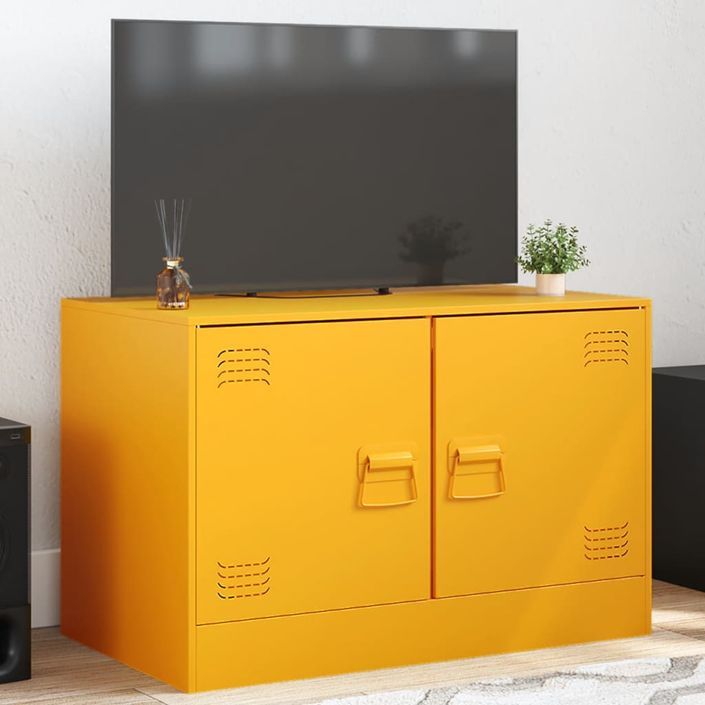 Meuble TV jaune moutarde 67x39x44 cm acier - Photo n°1