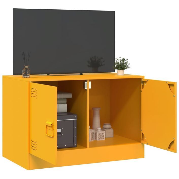 Meuble TV jaune moutarde 67x39x44 cm acier - Photo n°4