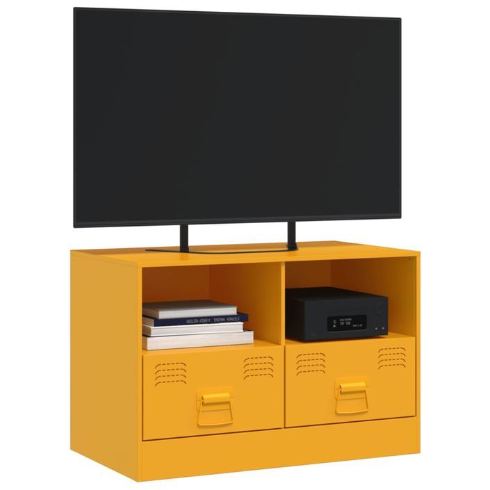 Meuble TV jaune moutarde 67x39x44 cm acier - Photo n°4