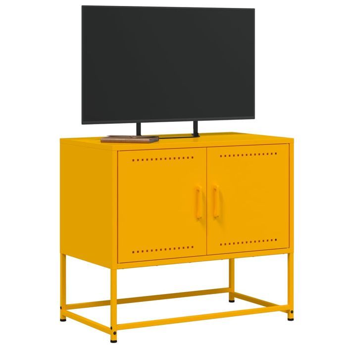 Meuble TV jaune moutarde 68,5x39x60,5 cm acier - Photo n°4