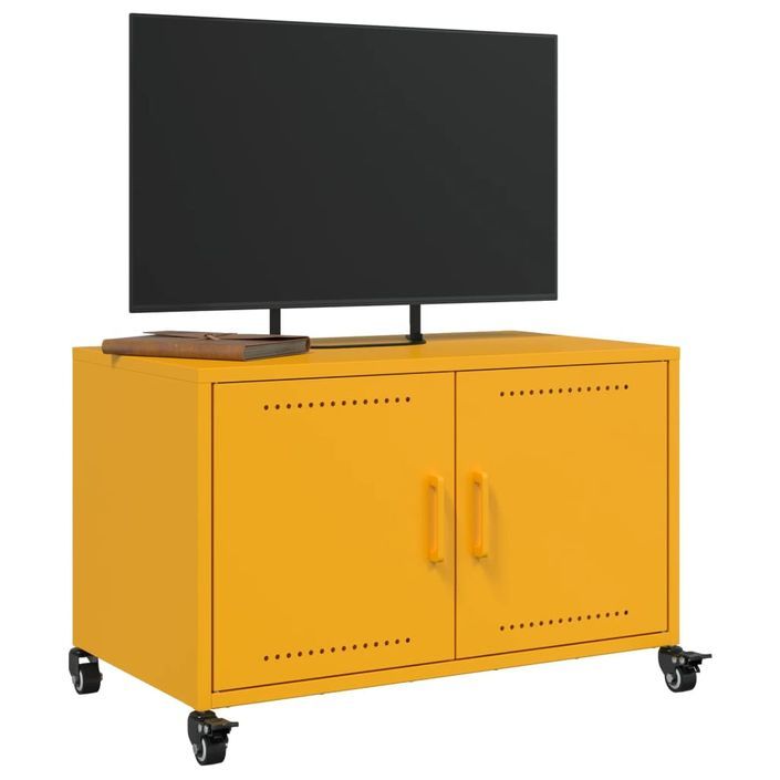 Meuble TV jaune moutarde 68x39x43,5 cm acier laminé à froid - Photo n°5