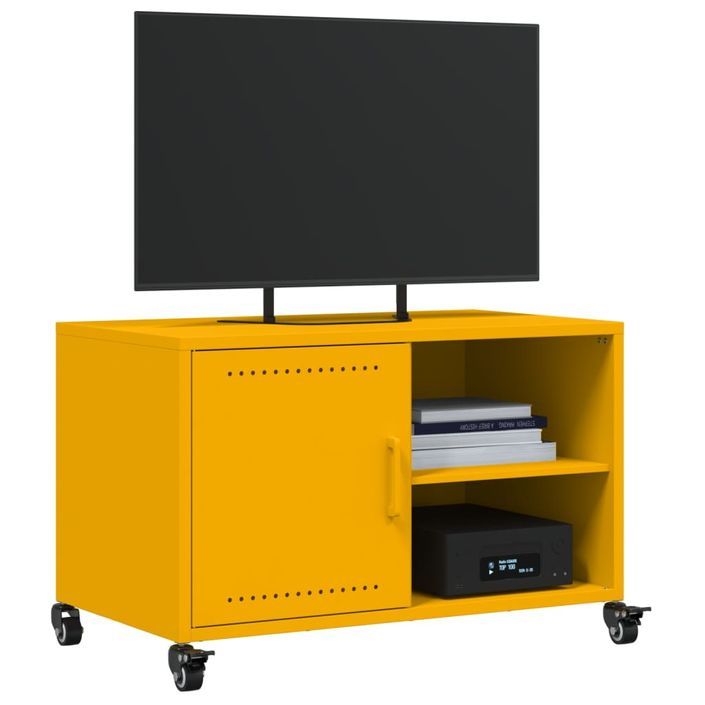 Meuble TV jaune moutarde 68x39x43,5 cm acier laminé à froid - Photo n°4