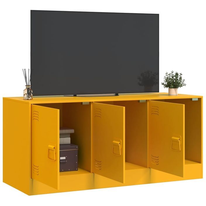 Meuble TV jaune moutarde 99x39x44 cm acier - Photo n°4