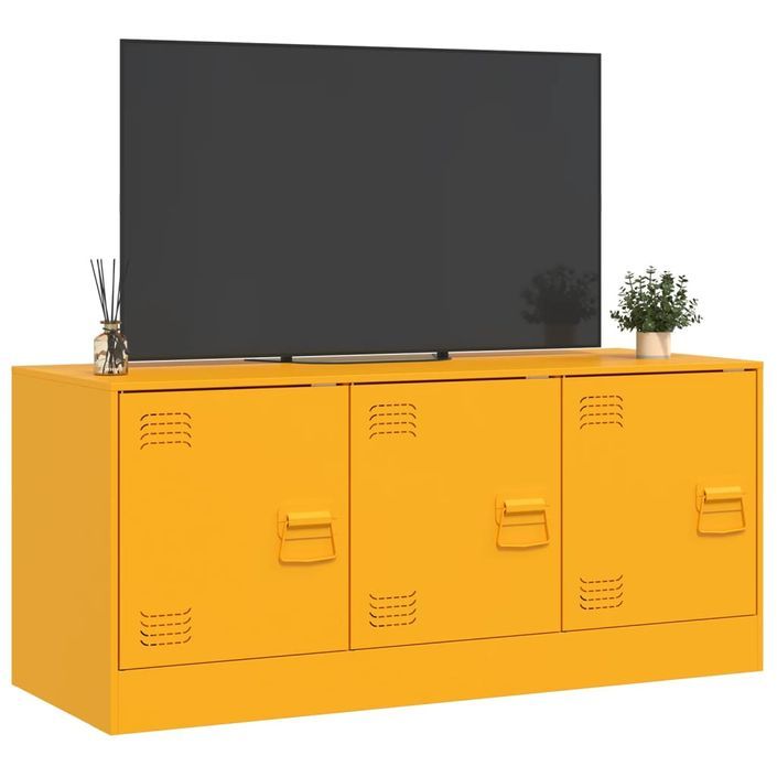 Meuble TV jaune moutarde 99x39x44 cm acier - Photo n°5