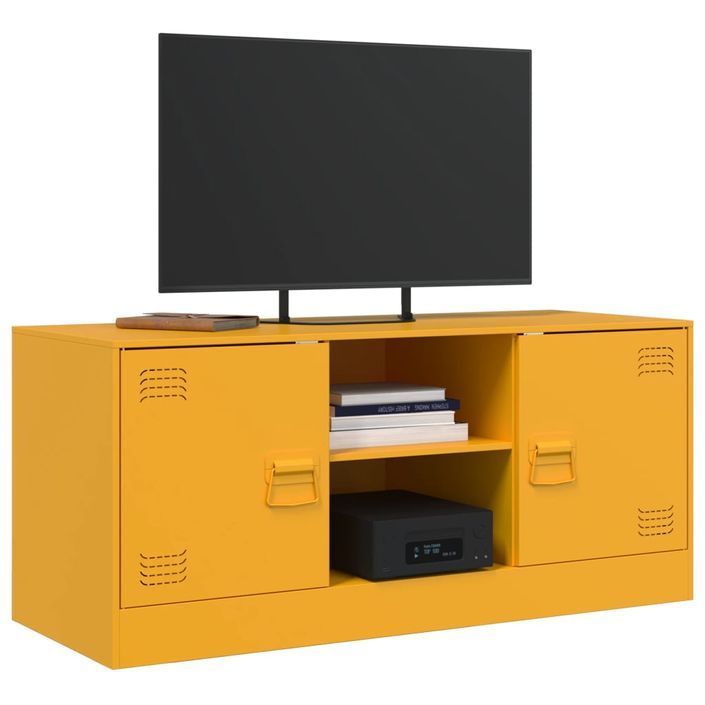 Meuble TV jaune moutarde 99x39x44 cm acier - Photo n°4