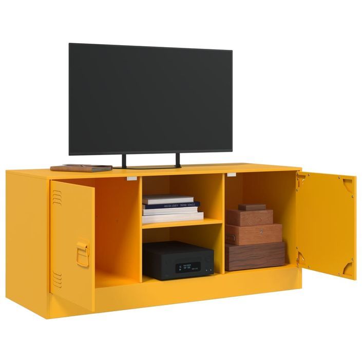 Meuble TV jaune moutarde 99x39x44 cm acier - Photo n°5