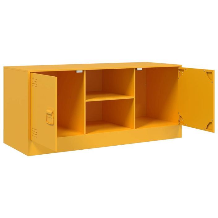 Meuble TV jaune moutarde 99x39x44 cm acier - Photo n°8