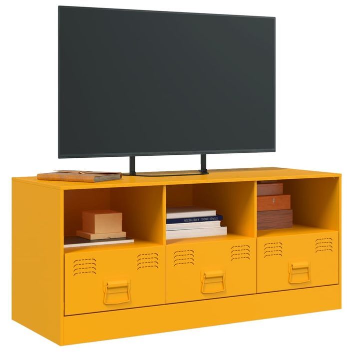 Meuble TV jaune moutarde 99x39x44 cm acier - Photo n°4