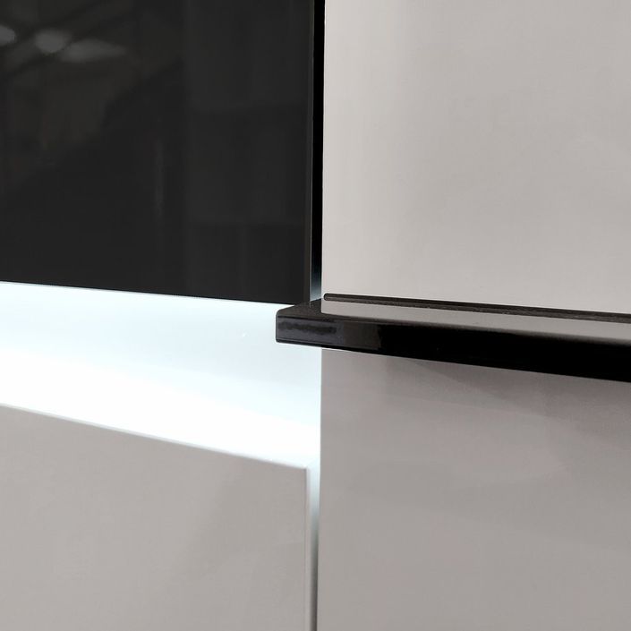 Meuble TV lumineux 1 tiroir 3 portes bois laqué blanc et anthracite Koyd 180 cm - Photo n°6