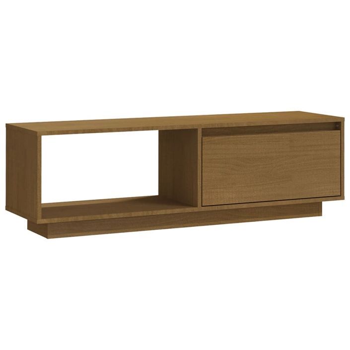 Meuble TV Marron miel 110x30x33,5 cm Bois de pin massif - Photo n°1