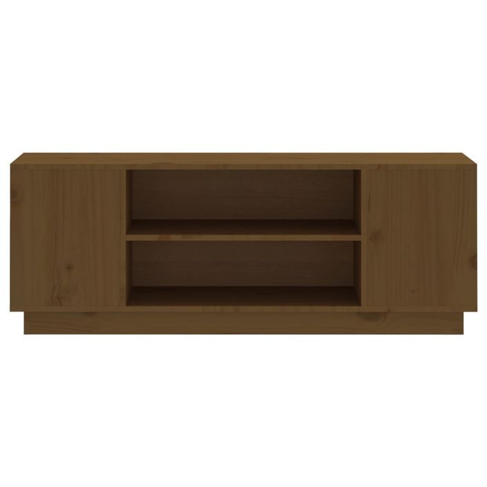 Meuble TV Marron miel 110x35x40,5 cm Bois de pin massif - Photo n°5