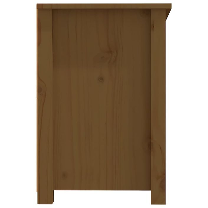 Meuble TV Marron miel 114x35x52 cm Bois de pin massif - Photo n°8