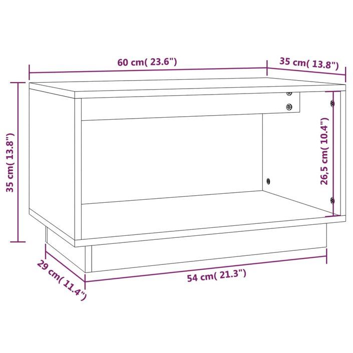 Meuble TV Marron miel 60x35x35 cm Bois de pin massif - Photo n°8