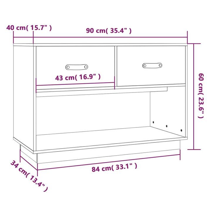 Meuble TV Marron miel 90x40x60 cm Bois de pin massif - Photo n°10