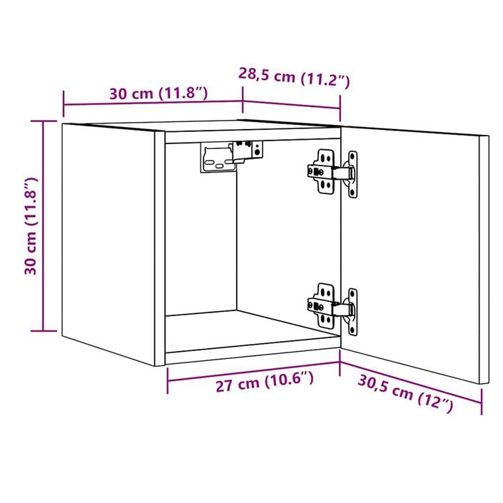 Meuble TV mural 2 pcs vieux bois 30,5x30x30 cm - Photo n°11