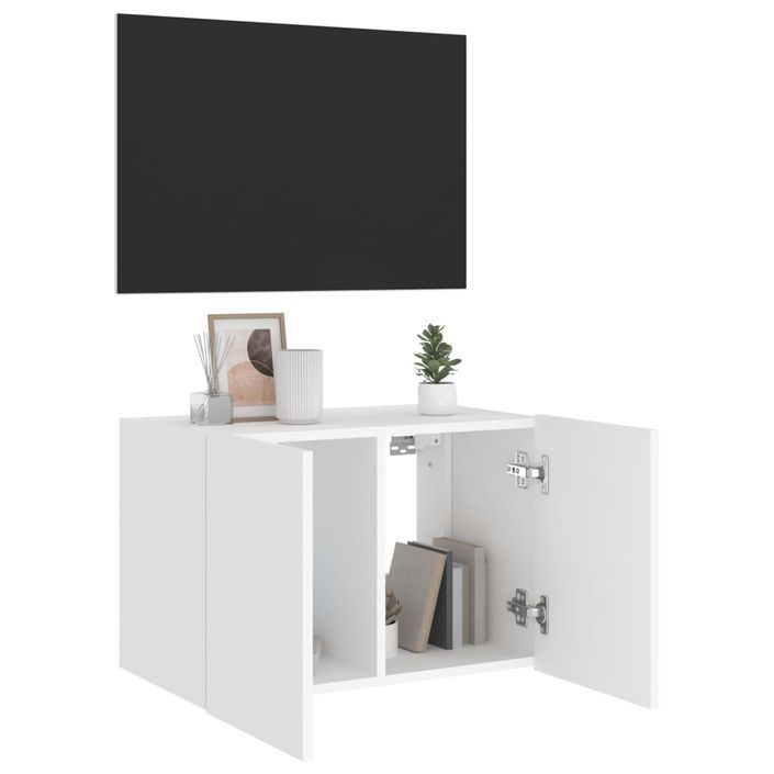 Meuble TV mural avec lumières LED blanc 60x35x41 cm - Photo n°7