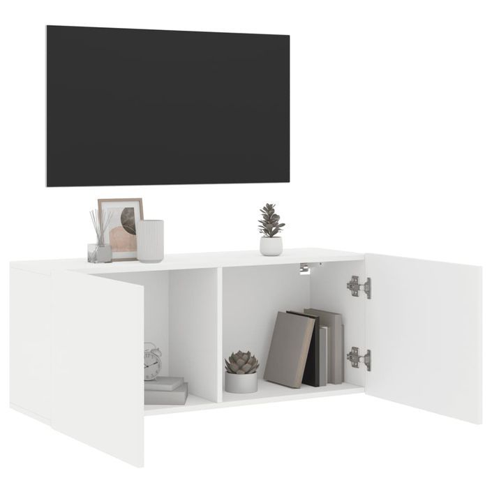 Meuble TV mural blanc 100x30x41 cm - Photo n°4