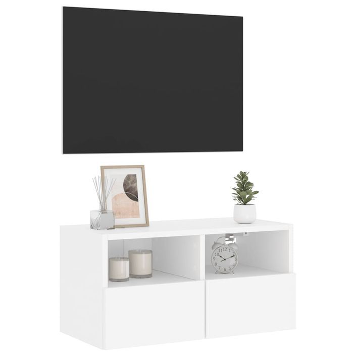 Meuble TV mural blanc 60x30x30 cm bois d'ingénierie - Photo n°5