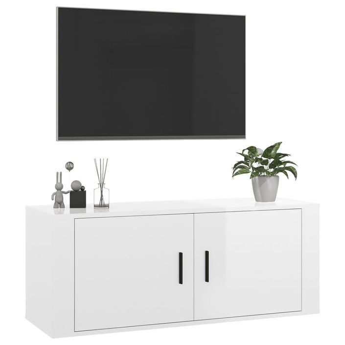 Meuble TV mural Blanc brillant 100x34,5x40 cm - Photo n°4