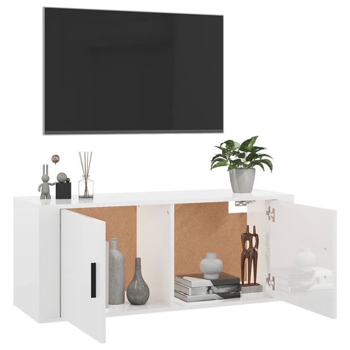 Meuble TV mural Blanc brillant 100x34,5x40 cm - Photo n°5