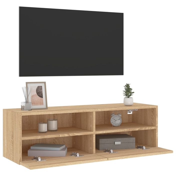 Meuble TV mural chêne sonoma 100x30x30 cm bois d'ingénierie - Photo n°5