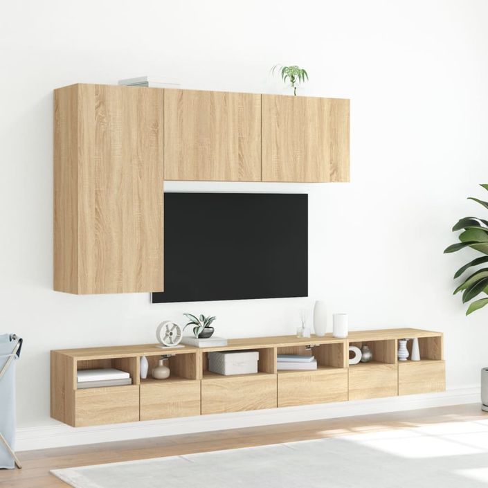 Meuble TV mural chêne sonoma 60x30x30 cm bois d'ingénierie - Photo n°4