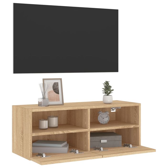 Meuble TV mural chêne sonoma 80x30x30 cm bois d'ingénierie - Photo n°6