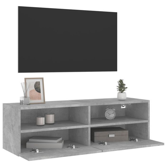 Meuble TV mural gris béton 100x30x30 cm bois d'ingénierie - Photo n°5