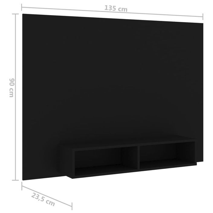 Meuble TV mural Noir 135x23,5x90 cm - Photo n°8