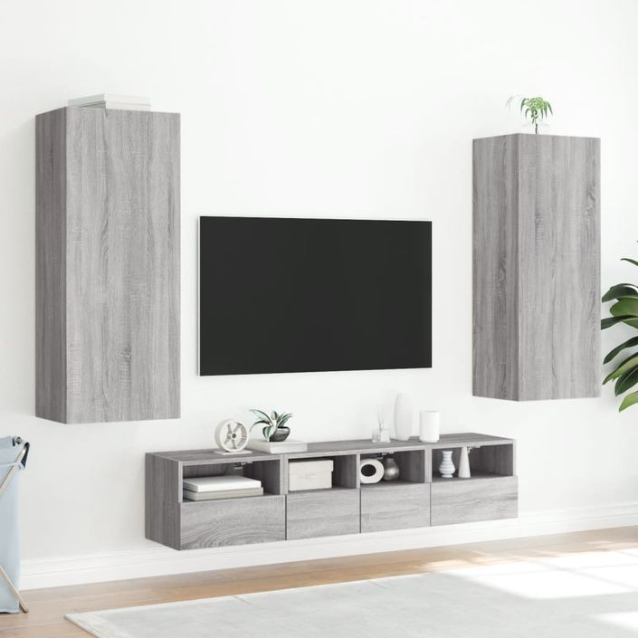 Meuble TV mural sonoma gris 40,5x30x102 cm bois d'ingénierie - Photo n°4