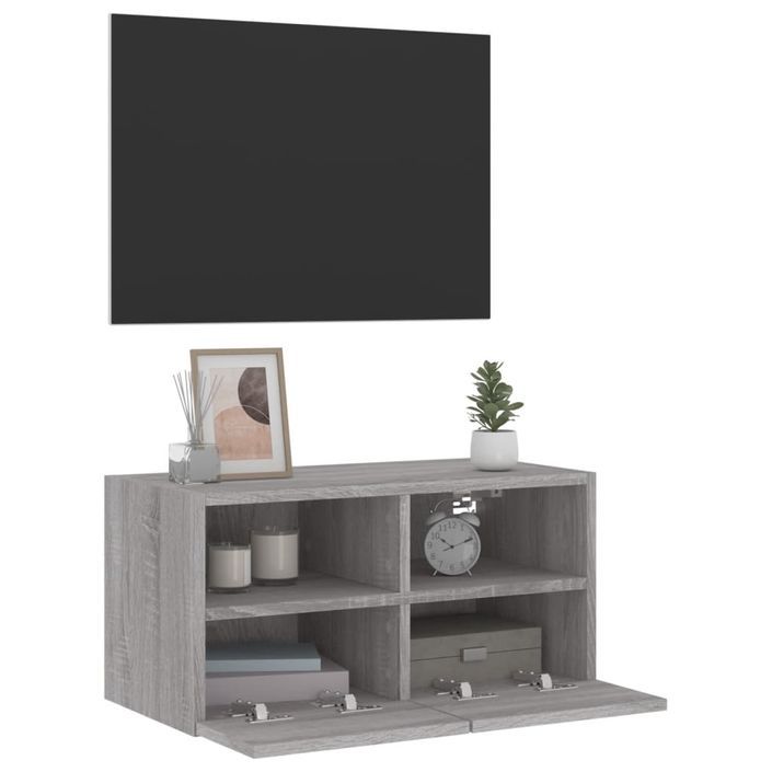 Meuble TV mural sonoma gris 60x30x30 cm bois d'ingénierie - Photo n°6